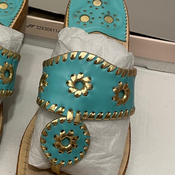 Jack Rogers Flat Sandals- Teal and Gold - Picture 5 of 5
